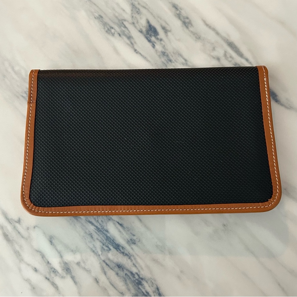 Vintage Longchamp Wallet EUC Black Diamond Cut Leather With Brown Leather Trim - Picture 7 of 7